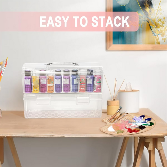 Acrylic Paint Storage Box, 30 Bottle Capacity Acrylic Paint Storage Box for 2 Fluid Ounces Acrylic Paint,Storage Box