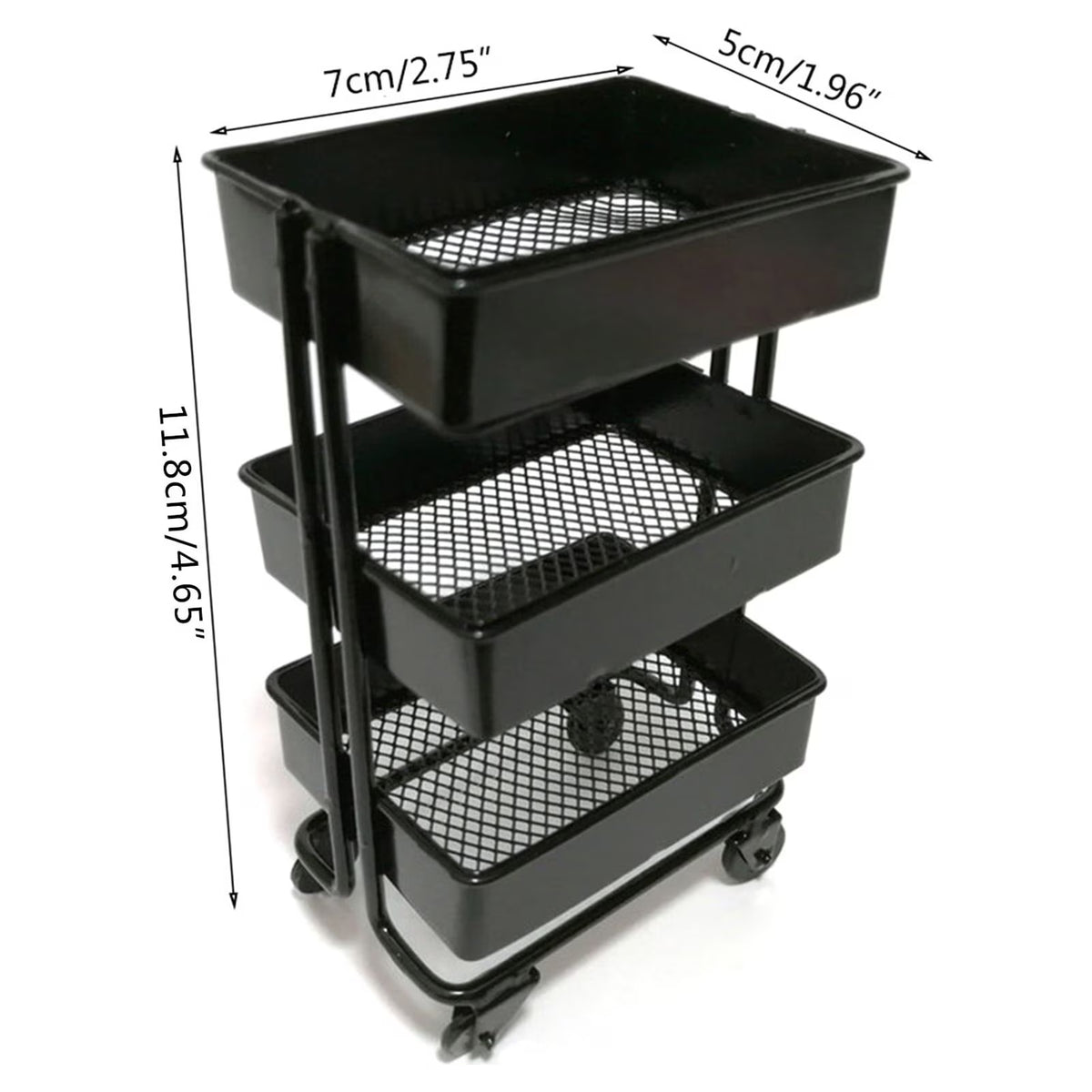 SDFGTstore 3 Tiers Mini Trolley Storage Rack Collection Accessories Miniature Storage Cart